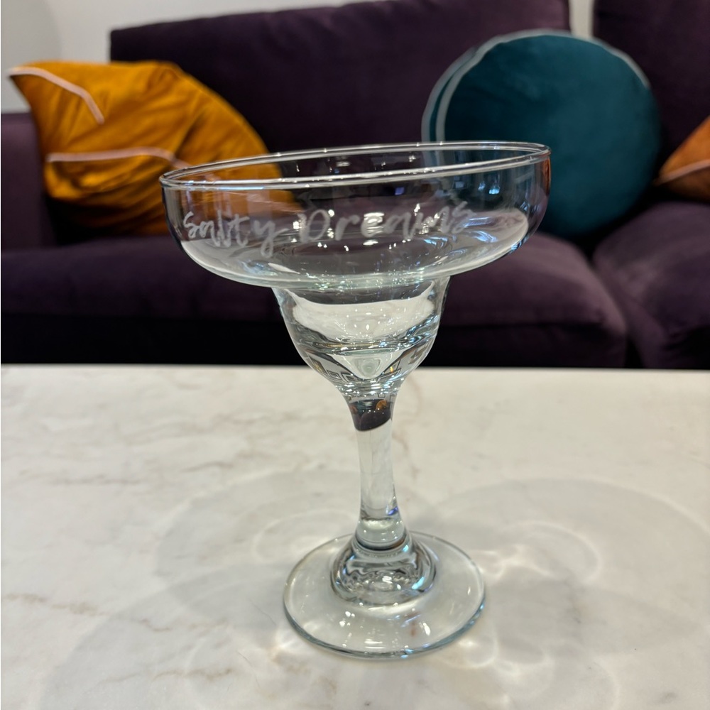 “Salty Dreams” Engraved Margarita Glass